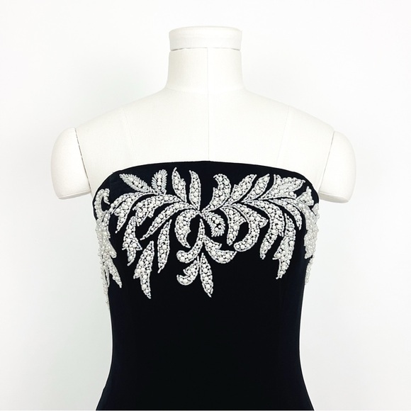 Vintage Y2K Beaded Embellishment Strapless Gown in Black | Size 4 - Picture 1 of 14
